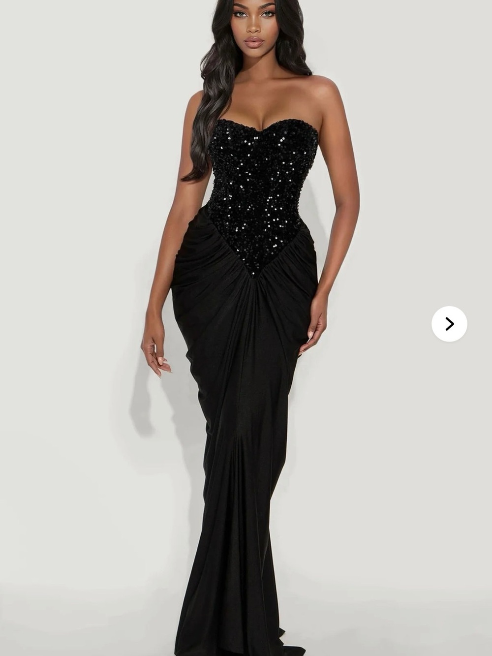 Fashion Nova Black Strapless Sequin Corset Gown